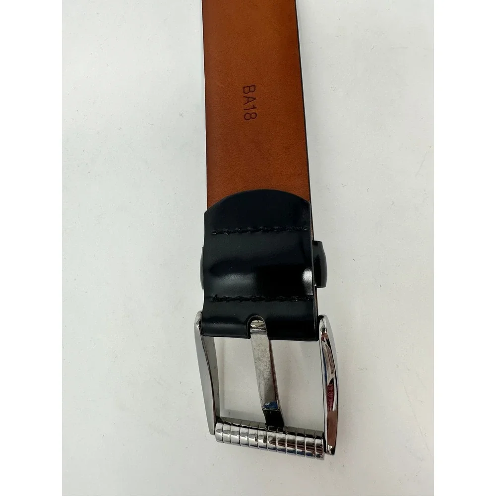 Tods Mens Black Leather Belt Silver Buckle Made in Italy Size 105 US 38